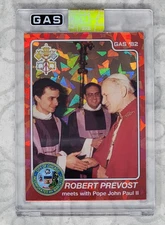 2025 GAS Pope Leo XIV Meets Pope John Paul II Rookie Card RC Robert Prevost /100