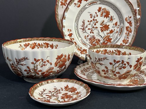 Copeland Spode India Tree Rust Scalloped 8 Piece Dinner Luncheon Set Old Stamp - Picture 3 of 8