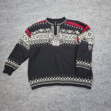Dale Of Norway Kids Sweater Size 12 Black Wool 1/4 Zip Fair Isle