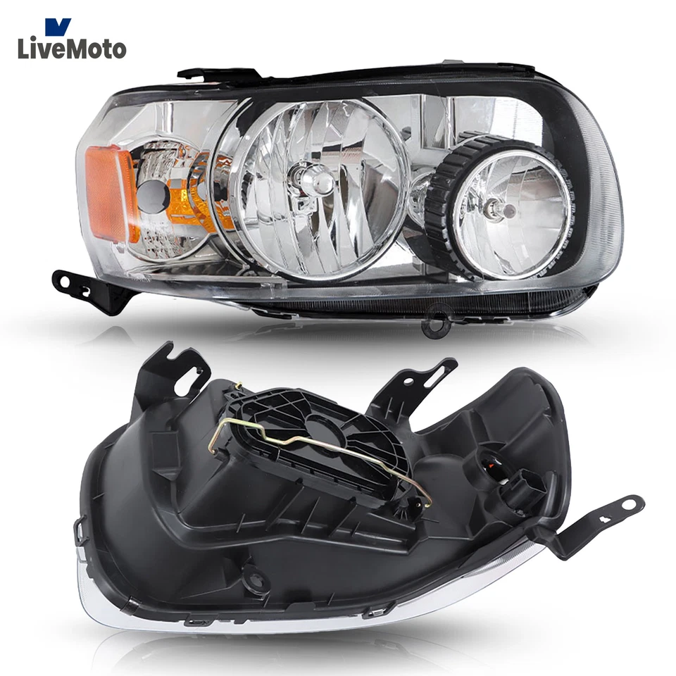 Halogen Headlights For 2005-2007 Ford Escape W/ Bulb Left&Right Side Pair LH+RH - Изображение 3 из 4