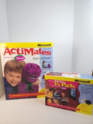 VTG 90s Microsoft ActiMates Interactive Barney With TV Pack  Unopened Sealed 