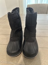 The Children's Place Unisex Kids Black Snow Boots Size 4 Faux Fur Lined