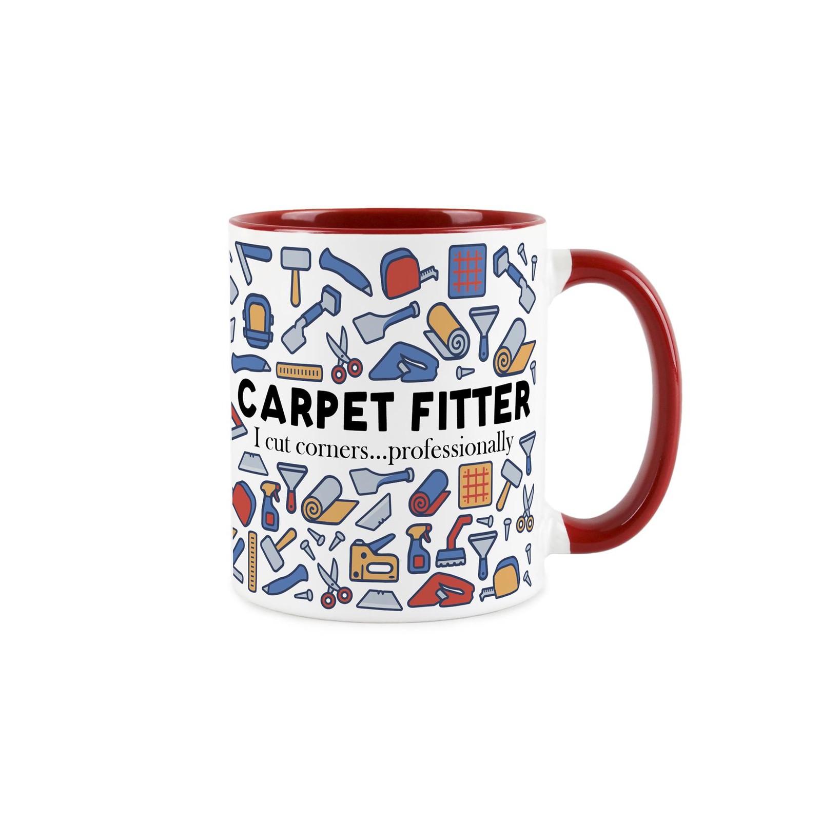 Carpet Fitter Mug - Red Funny Trades Cup - Novelty Gift for Carpet Fitter