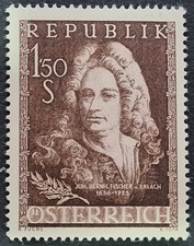 Austria 1956 'Fischer von Erlach' SG1285 1s.50 brown MNH #S4877#