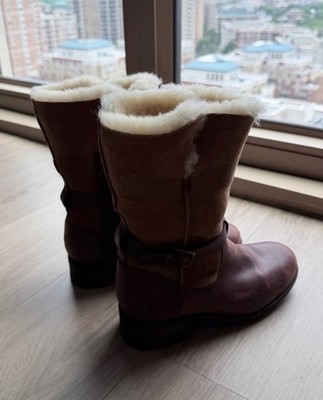 UGG Blayre II Leather Sheepskin Boots Women s Size 7 Burgundy Wine