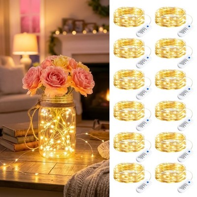 Minetom 12 Pack Fairy Lights Battery Operated String 12 Pack, Warm White
