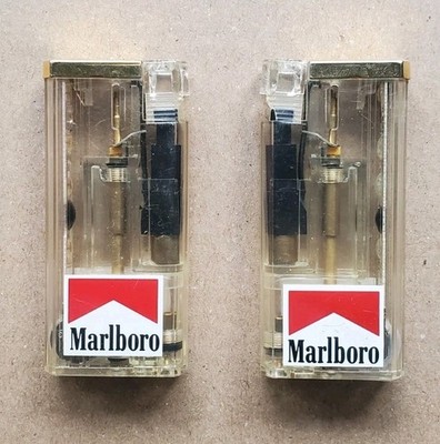 CLEAR MARLBORO CIGARETTE LIGHT UP LIGHTERS X2 Rare 