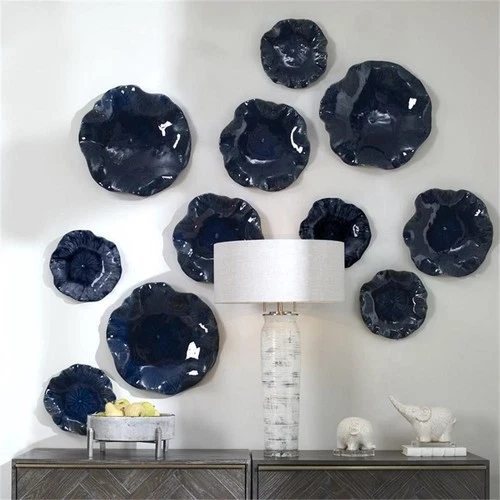 Uttermost Abella Contemporary Ceramic Wall Decor in Cobalt Blue (set of 3) - Picture 7 of 8