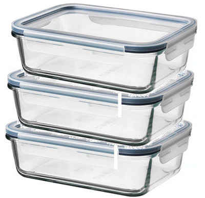 IKEA 365+ Airtight 3x Food Storage Box Plastic Rectangular Container with Lid 34