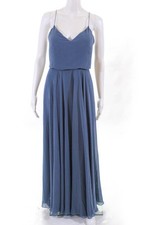 Jenny Yoo Womens Spaghetti Strap Slate Inesse Gown Blue Size 2 11314576