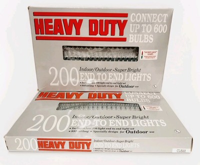 LOT 2 CHRISTMAS HEAVY DUTY END TO END 200 LIGHTS OUTDOORS 88' LONG CLEAR BULBS 