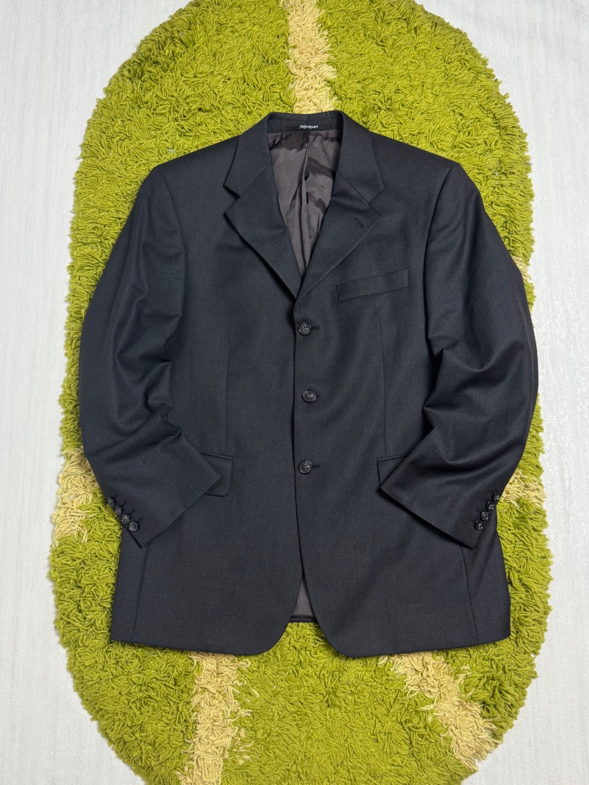 Yves Saint Laurent YSL Giacca Blazer Lana Nero Tuta Cappotto Uomo Taglia S Small