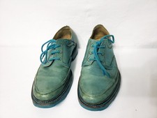 Zapato Derby John Fluevog Guardian Angel Dublín Cuero Azul con Pinceladas M 11.5