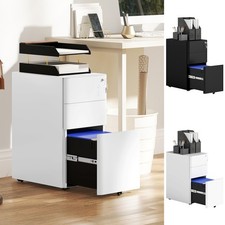 3-Drawer Mobile Filing Cabinet w/ Hanging Bar for A4, Legal, Letter Refurbished
