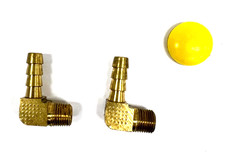 HOSE BARB FITTINGS 129HB-4-2 90DEG ID 1/4" THREAD SIZE 1/8"-27NPT BRASS LOT OF 2