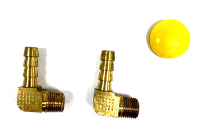 HOSE BARB FITTINGS 129HB-4-2 90DEG ID 1/4'' THREAD SIZE 1/8''-27NPT BRASS LOT OF 2