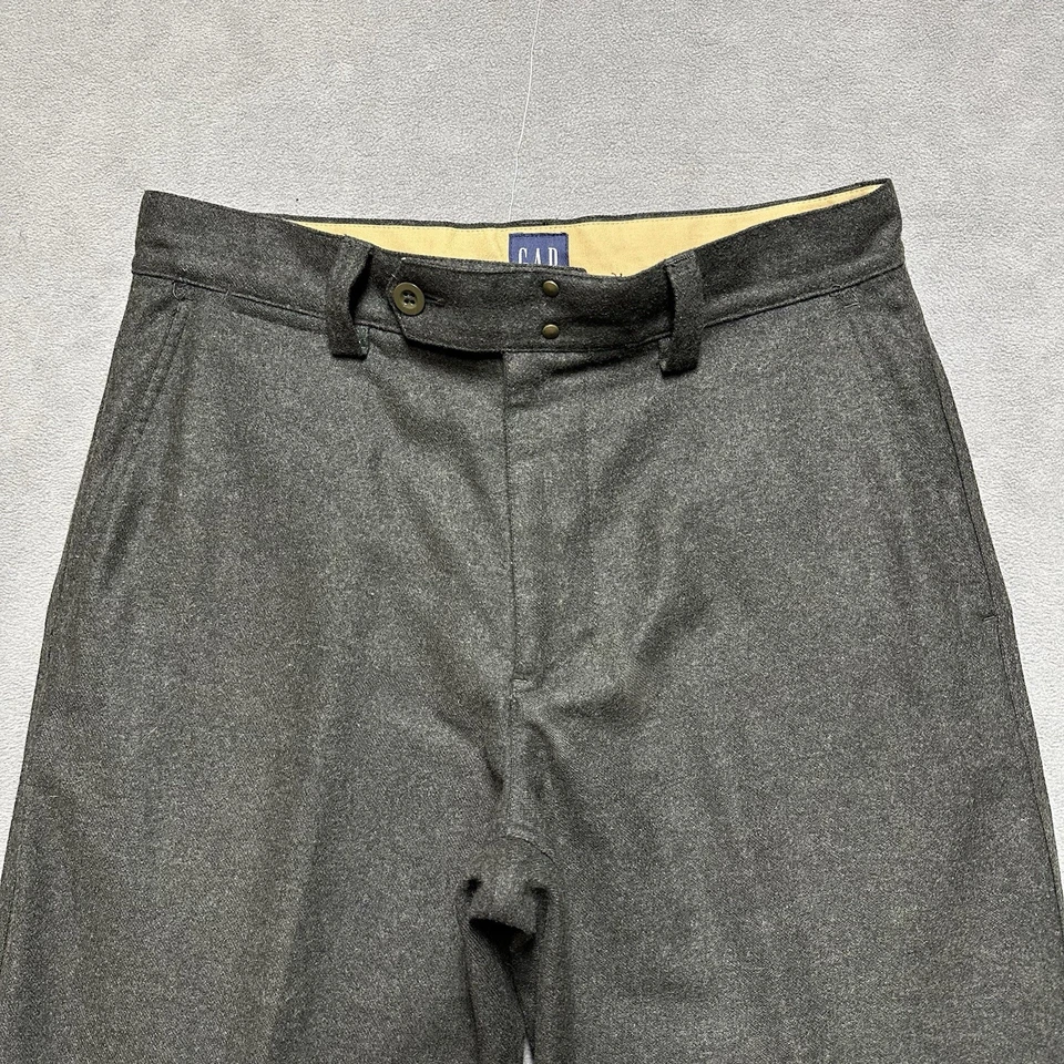 Pantalones Gap Vintage Para Hombre 31x32 (32x32) Verde Lana Pantalones Negocios Militares Usados en Excelente Condición Foto 3 de 4