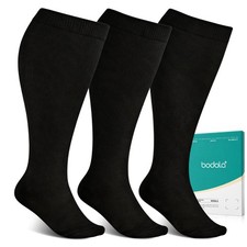 3 Pairs Plus Size Compression Socks: Wide calf Compression Stockings for Men ...