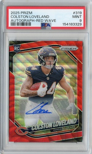 COLSTON LOVELAND 2025 PANINI PRIZM RED WAVE PRIZM ROOKIE AUTO #'D 117/149 PSA 9