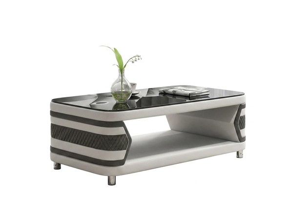 Moderner Couchtisch Weiß Schwarz Luxus Wohnzimmertisch Glastisch Tisch *-image
