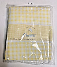 Carter  s Yellow White Gingham Crib Sheet Cottage Farmhouse VTG Cotton New