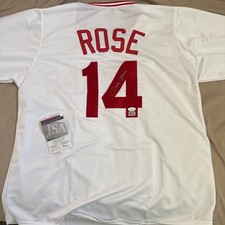 Pete Rose Signed “Autographed  Jersey” 14 HIT KING  JSA Auth 