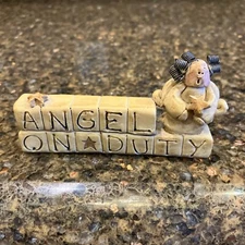 VTG Suzi Skoglund Blossom Bucket " Angel On Duty"  w/ stars Figurine 2000 CUTE