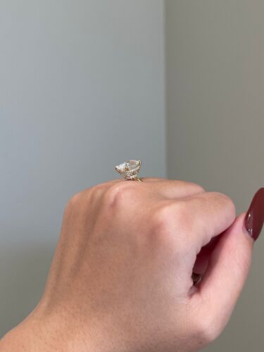 5 CARAT ELONGATED CUSHION DIAMOND 925 YELLOW GOLD PLATED ENGAGEMENT RING FOR HER - Picture 3 of 8
