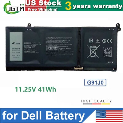 Batterie 11.25V 41Wh Pour Dell Inspiron 13/14/15, Vostro, Latitude - Modèle G91J0 V6W33, 6 Cellules