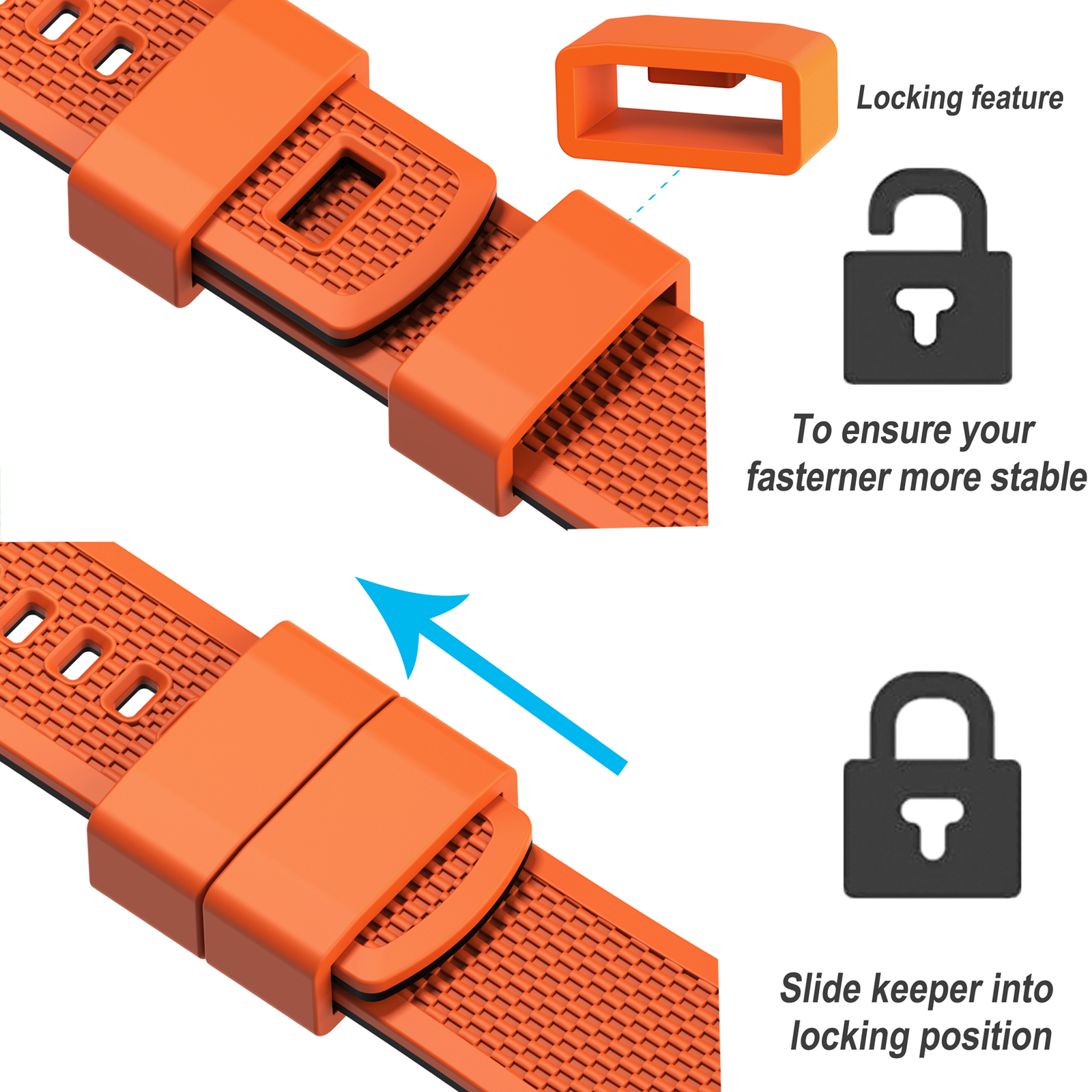 Hemsut Silicone Watch Bands Orange Black Quick Release Rubber Watch