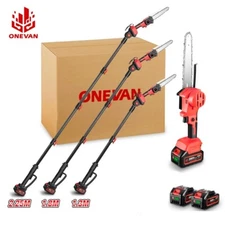 Pole Saw Cordless 8" Brushless Mini Chainsaw with Extension Rod +2 Batteries