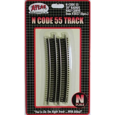 Atlas N Scale ~ New 2026 ~ Code 55 Track ~ 20  Radius 1/2 Curve (6 Pieces) 2027