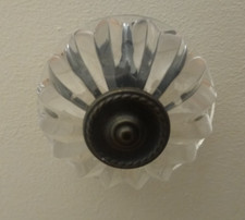 SET OF 4 Round Acrylic Glass Cabinet Furniture Knobs Clear 2" Ribbed NEW 