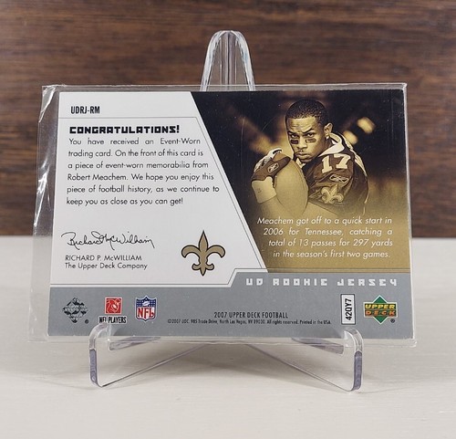 2007 Upper Deck #UDRJ-RM Robert Meachem Rookie Jerseys Saints Tennessee - Picture 2 of 2