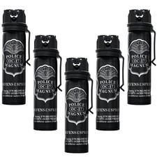 5 POLICE MAGNUM Pepper Spray 4 Ounce Flip Top Belt Clip Stream Defense Security