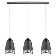 Eglo Savignano  Matte Black Linear Multi Pendant Light with Metal Shades