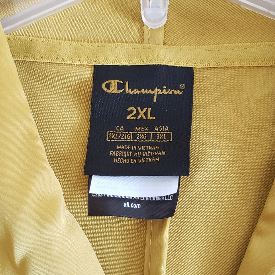 Champion X Muhammad Ali Dorado Satinado Bata de Boxeo Chaqueta Adulto 2XL Bolsillos con Capucha NUEVO Foto 4 de 4