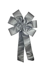 Large 10" Hand Made Metallic Silver Wired Bow - Christmas Winter Wreath Shimmer