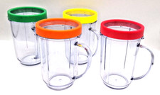 Magic Bullet Blender Model MB1001 4 Replacement Party Cups With Comfort Rings