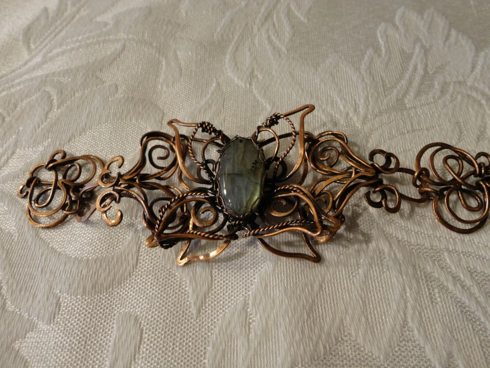 Labradorite Wire Wrapped Copper Bracelet by Anele Singh Studio - Image 3 of 4