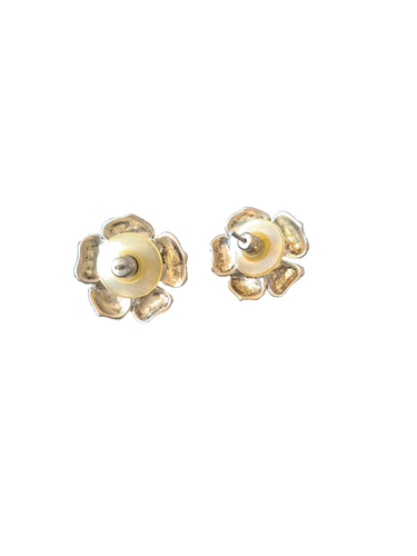 VINTAGE Kenneth J Lane Pearl/Marcasite COUTURE Flower Earrings SIGNED KJ925 - Picture 2 of 2