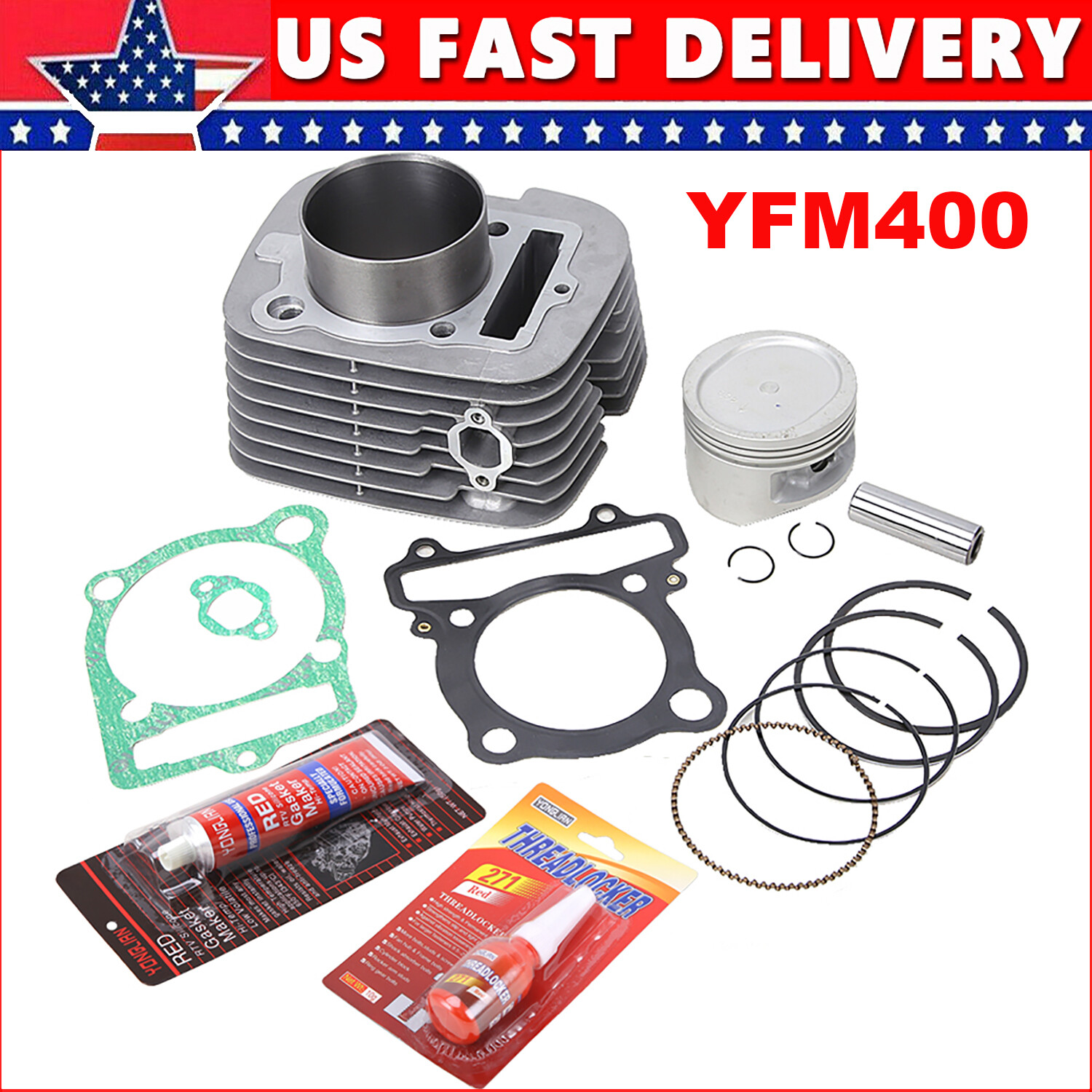 Cylinder Piston Ring Gasket Kit for Yamaha Kodiak 400 1993-99 / Big Bear 00-2012