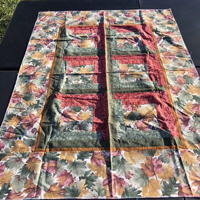 Attic Windows Leaves Quilt Top 38'' x 51'' Autumn Colors
