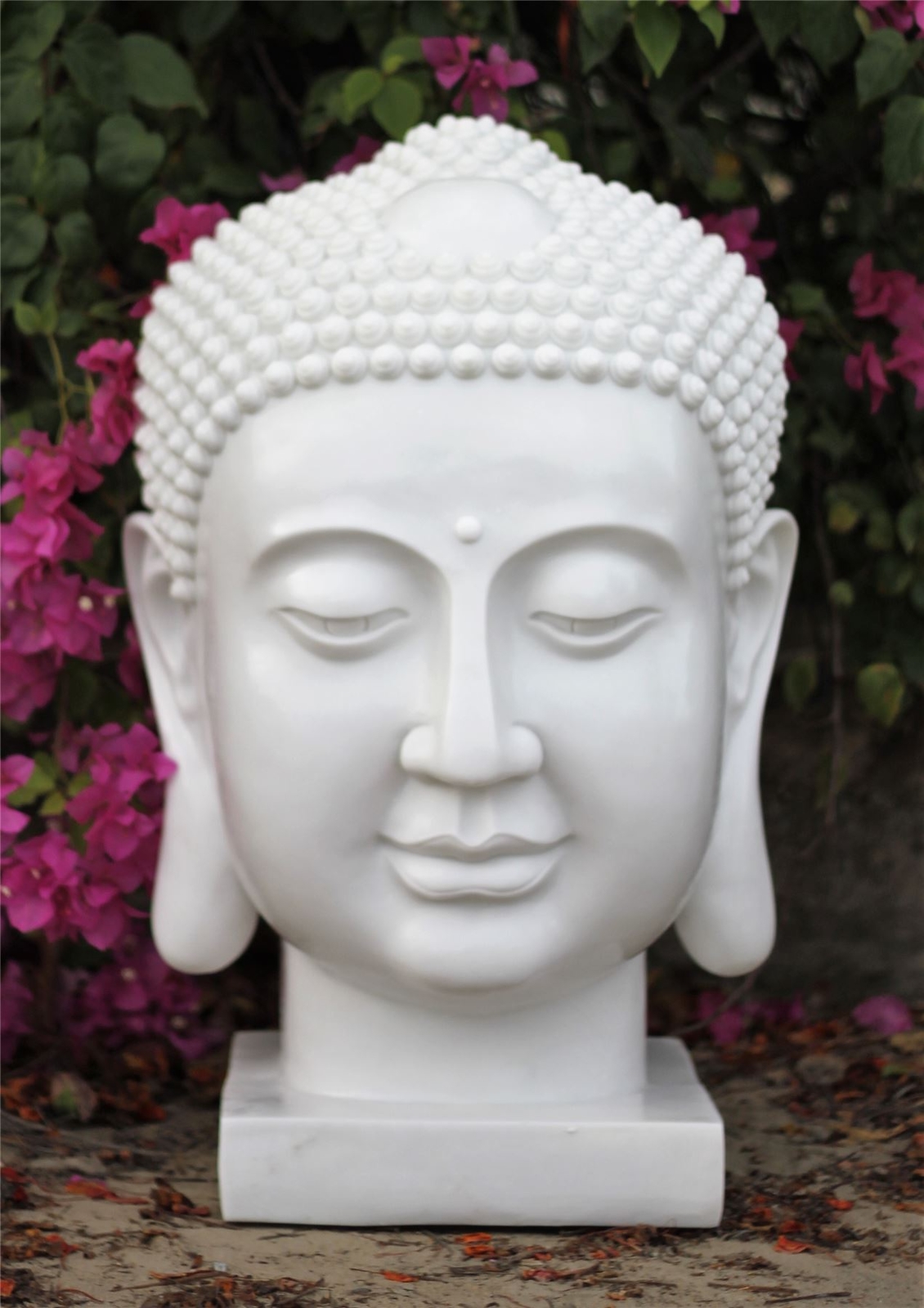 Dinova Buddha Head White Polymarble Garden Statue Ornament Sculpture eBay
