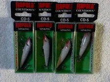 (LOT OF 4) RAPALA COUNTDOWN SINKING CD-5. CD05 SILVER NIP