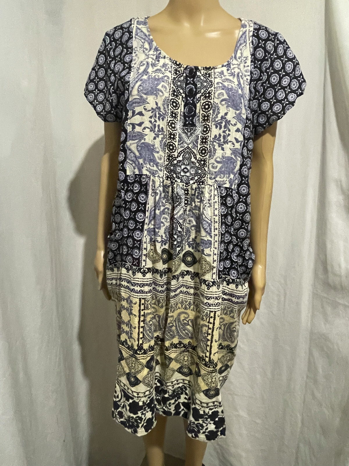 ORIENTIQUE SIZE 16 INDIAN BLOCK PRINT COTTON FABRIC DRESS eBay