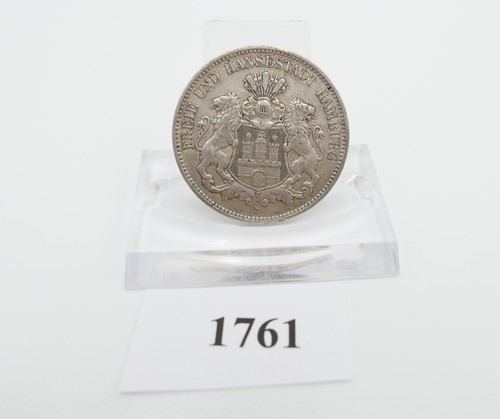 3 Mark 1909 J Jäger J.64 VZ-STG Freie und Hansestadt Hamburg Silber - Bild 2 von 12