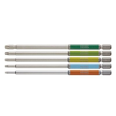 VESSEL 1/4'' DRIVER BIT TORX 5 SIZE SET ''GOSAI'' (T10H-T30H) GS5P-34 MADE IN JAPAN