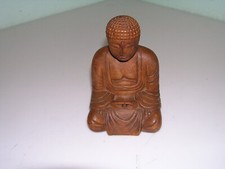 Wooden Hand Carved Meditating Buddha Statue Sculpture Figurine Wood Handmade 6.5