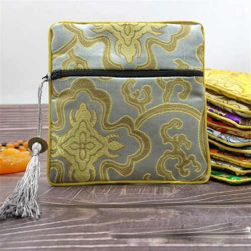 Bag Zipper Gift Coin 5pcs Jewelry Tassel Square Chinese Purse Silk Pouches - Picture 6 of 24